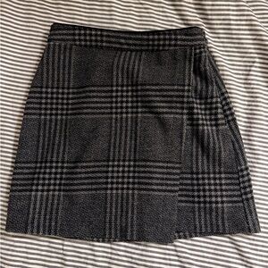 Abercrombie & Fitch Gray Plaid Wool Blend Mini Skirt